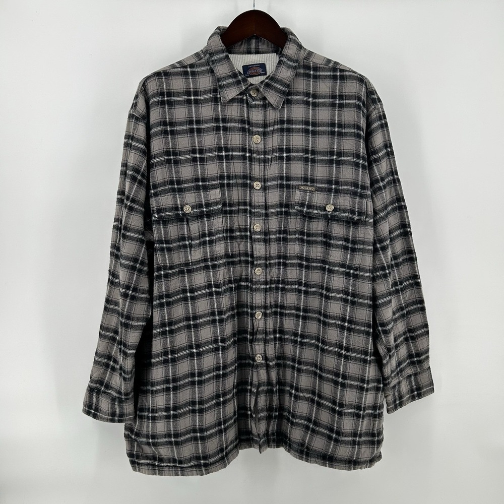 Dickies Shacket Mens 2XL Thermal Lined Flannel Plaid Shirt Jacket Workwear Ranch